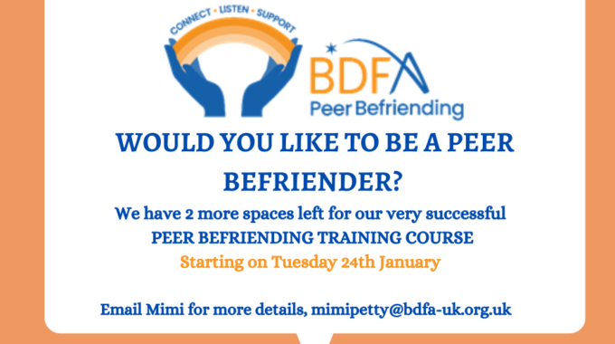 Would You Like To Become A BDFA Peer Befriender? Could You Give Support To Another Family Living With Batten Disease?