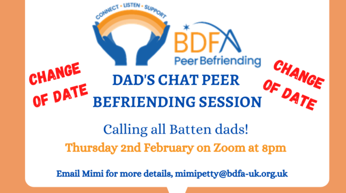 Join Our Friendly Dads Chat Session On Thursday 2nd February At 8pm On Zoom- Date Has Changed!
